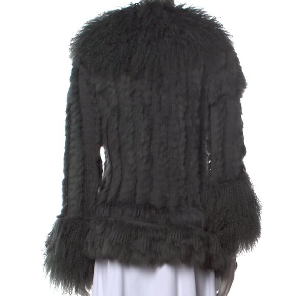 Dolce & Gabbana Grey Wool and Tibetan Lamb Fur Wrap Jacket 42 6 - Picture 2 of 8